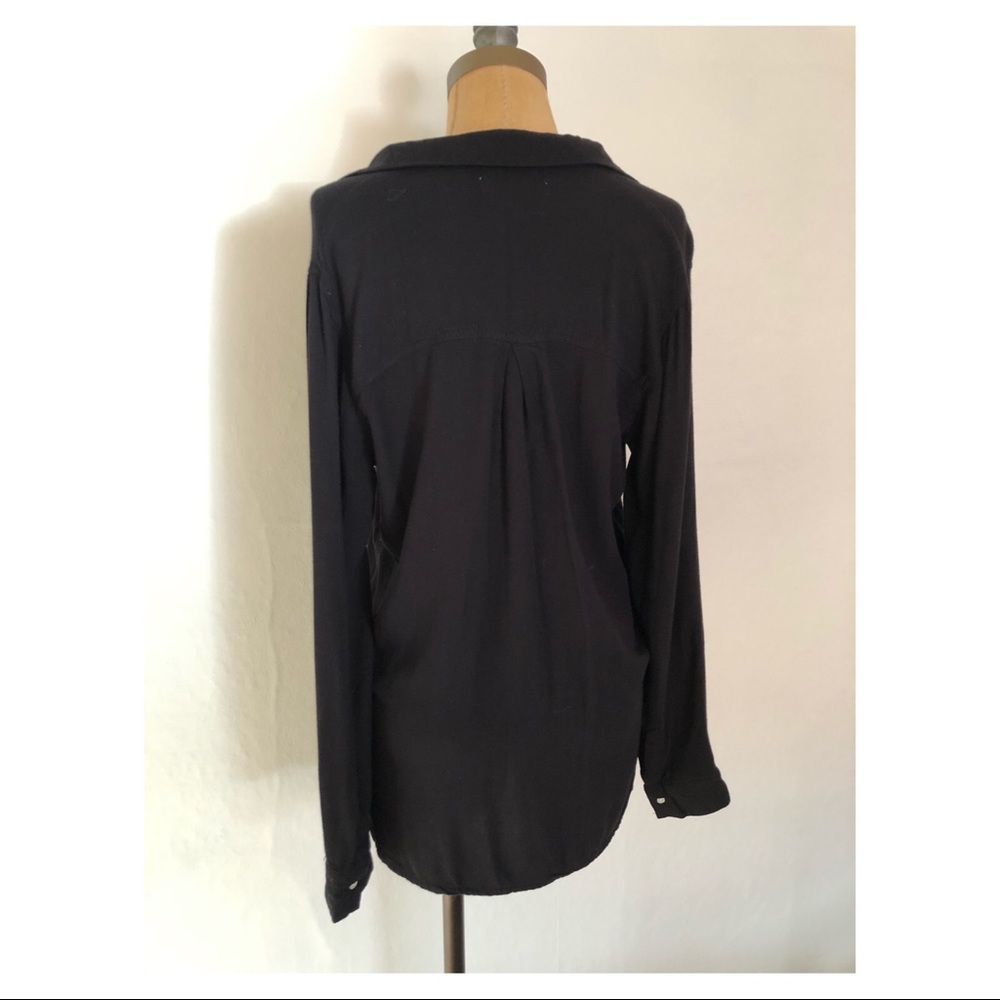 A&F Oversized Flowy Button Down Tunic Black Xs - image 3